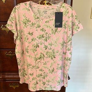 Crown & Ivy Relaxed Pink Green Blouse